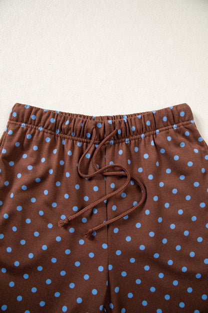 Jane Polka Dot Drawstring Wide Leg Long Sleeve Top Pant Set