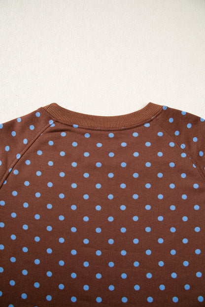 Jane Polka Dot Drawstring Wide Leg Long Sleeve Top Pant Set