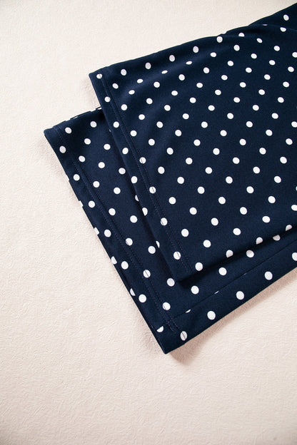 Jane Polka Dot Drawstring Wide Leg Long Sleeve Top Pant Set