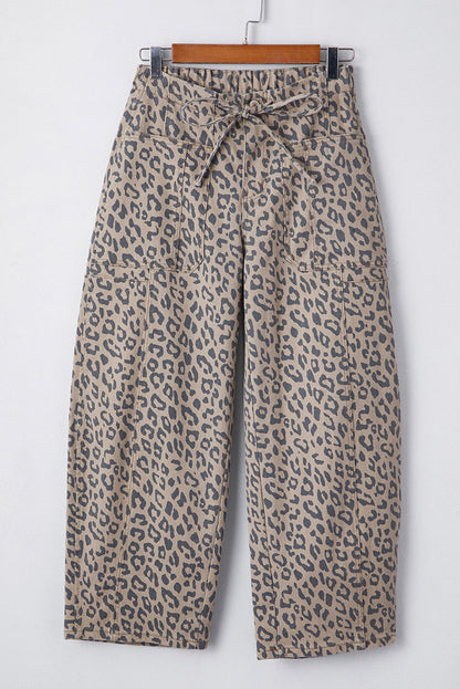 Collins Drawstring Elastic Waistband Pocketed Barrel Jeans