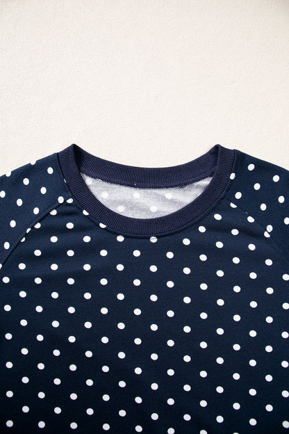 Jane Polka Dot Drawstring Wide Leg Long Sleeve Top Pant Set