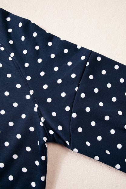 Jane Polka Dot Drawstring Wide Leg Long Sleeve Top Pant Set