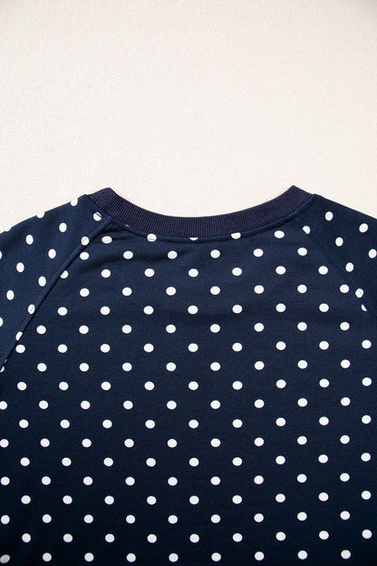 Jane Polka Dot Drawstring Wide Leg Long Sleeve Top Pant Set