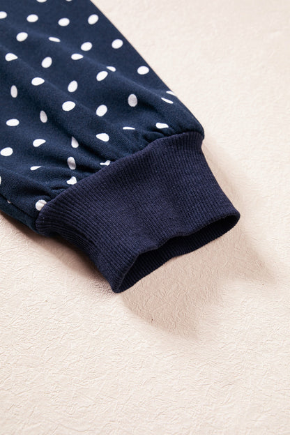 Jane Polka Dot Drawstring Wide Leg Long Sleeve Top Pant Set