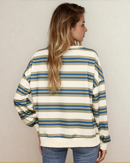 Sophie Stripe Crew Neck Drop Shoulder Pullover Sweatshirt