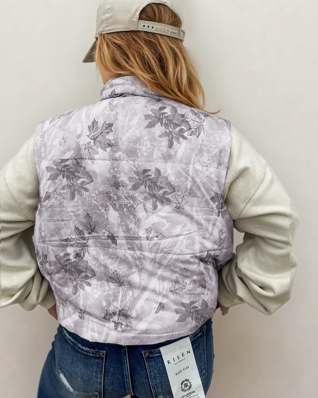 Tessa Camo Leaf Print Winter Puffer Vest