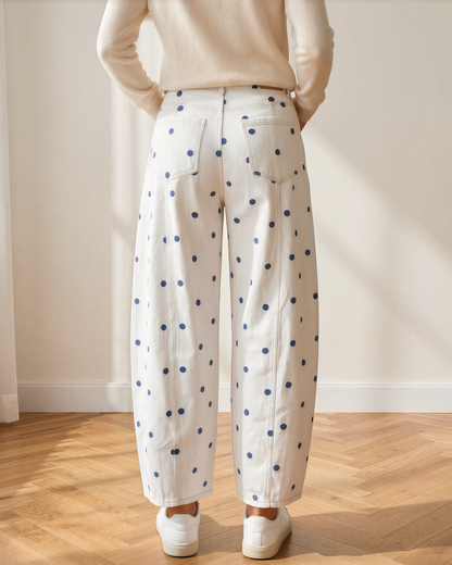 Dallas Polka Dot Print Barrel Jeans