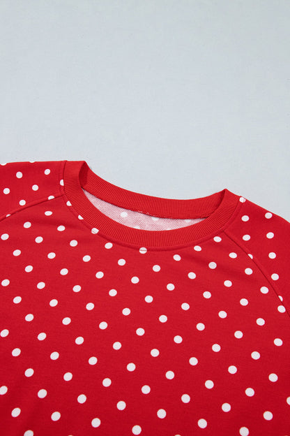 Jane Polka Dot Drawstring Wide Leg Long Sleeve Top Pant Set