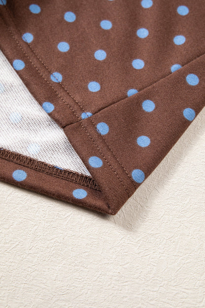 Jane Polka Dot Drawstring Wide Leg Long Sleeve Top Pant Set