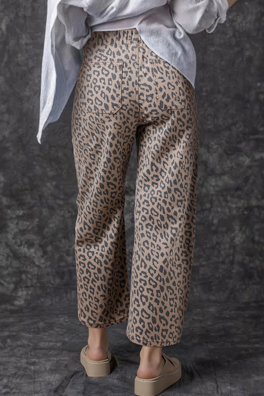 Collins Drawstring Elastic Waistband Pocketed Barrel Jeans
