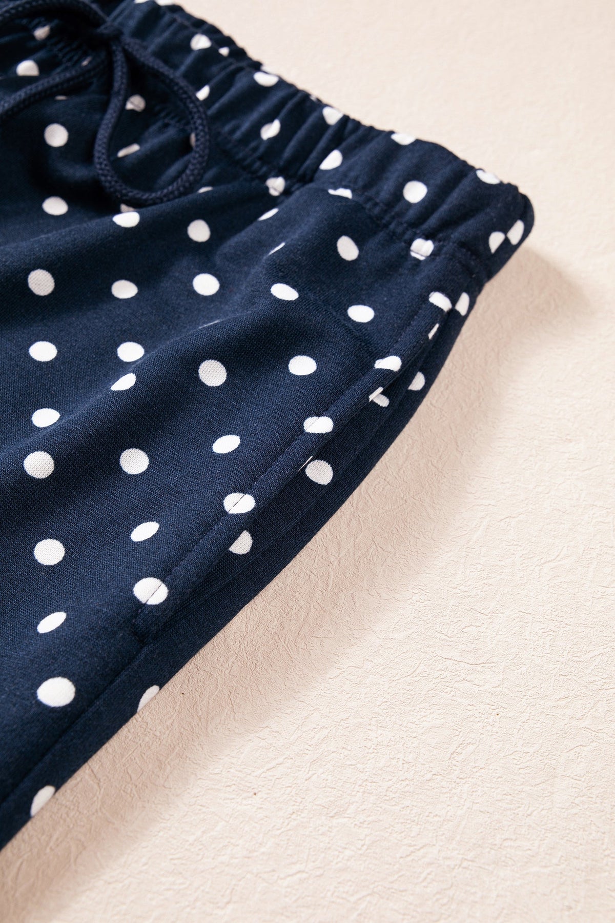 Jane Polka Dot Drawstring Wide Leg Long Sleeve Top Pant Set