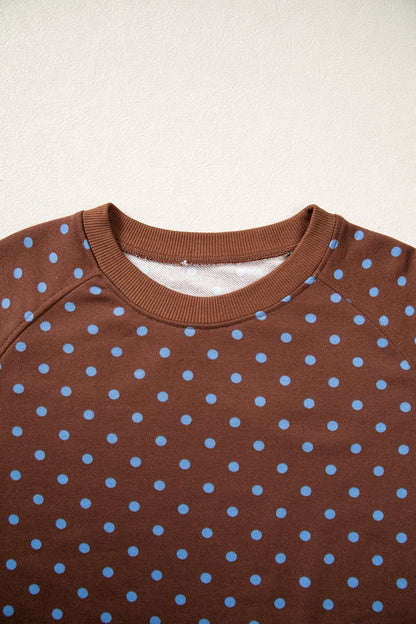 Jane Polka Dot Drawstring Wide Leg Long Sleeve Top Pant Set