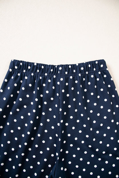 Jane Polka Dot Drawstring Wide Leg Long Sleeve Top Pant Set